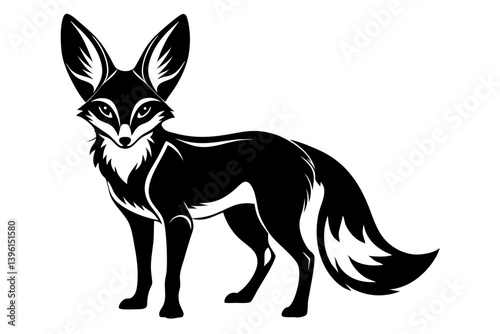 fennec fox silhouette line art vector illustration