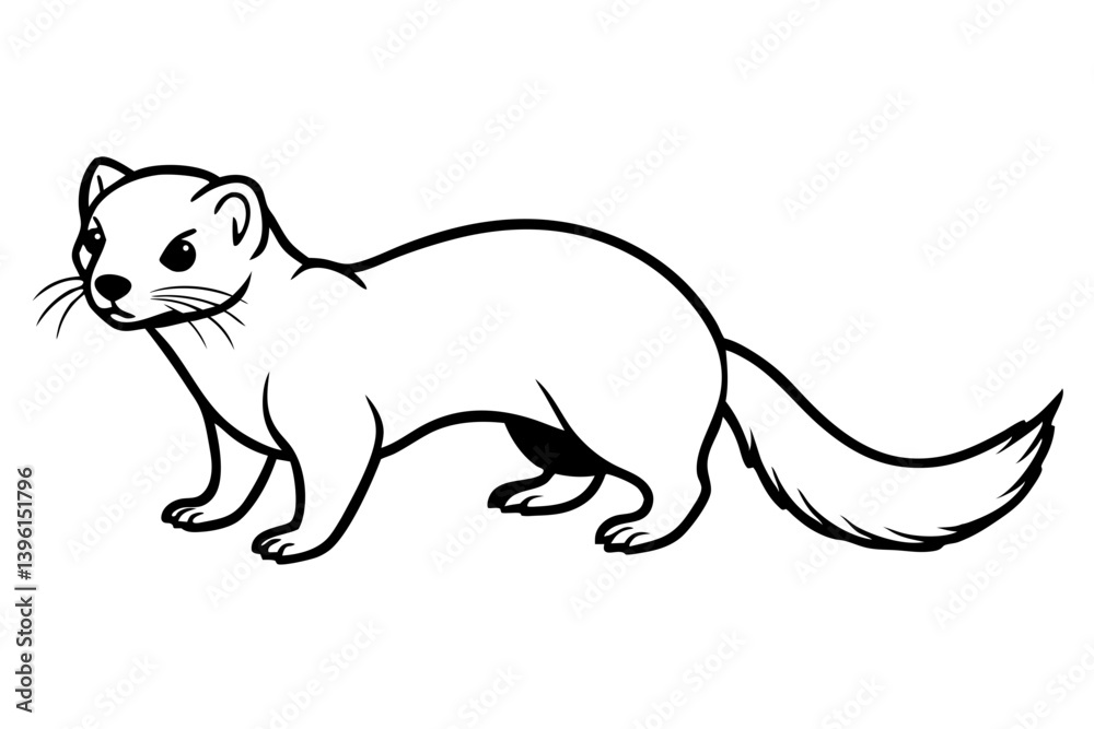 Fototapeta premium ferret silhouette line art vector illustration
