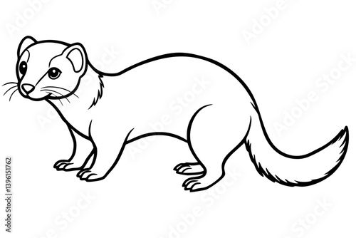 ferret silhouette line art vector illustration