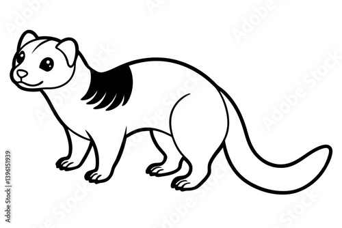 ferret silhouette line art vector illustration
