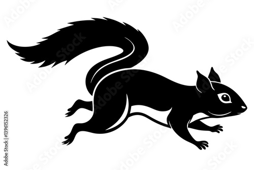 flying squirrel silhouette line art vector illustration