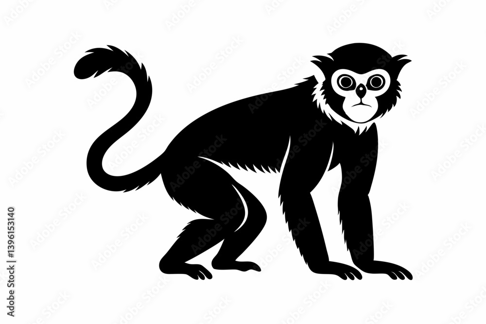 Obraz premium gibbon silhouette line art vector illustration