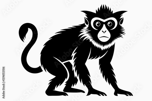 gibbon silhouette line art vector illustration
