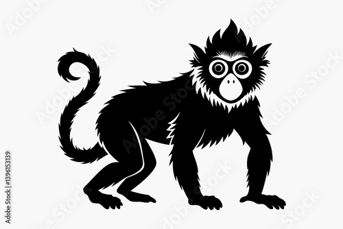 gibbon silhouette line art vector illustration