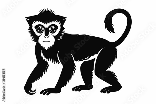 gibbon silhouette line art vector illustration