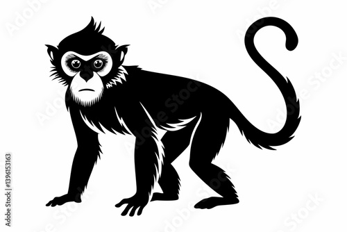 gibbon silhouette line art vector illustration