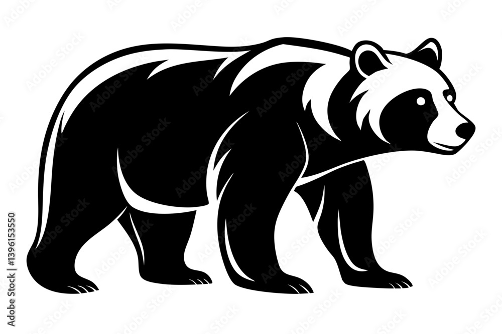 Obraz premium grizzly bear silhouette line art vector illustration