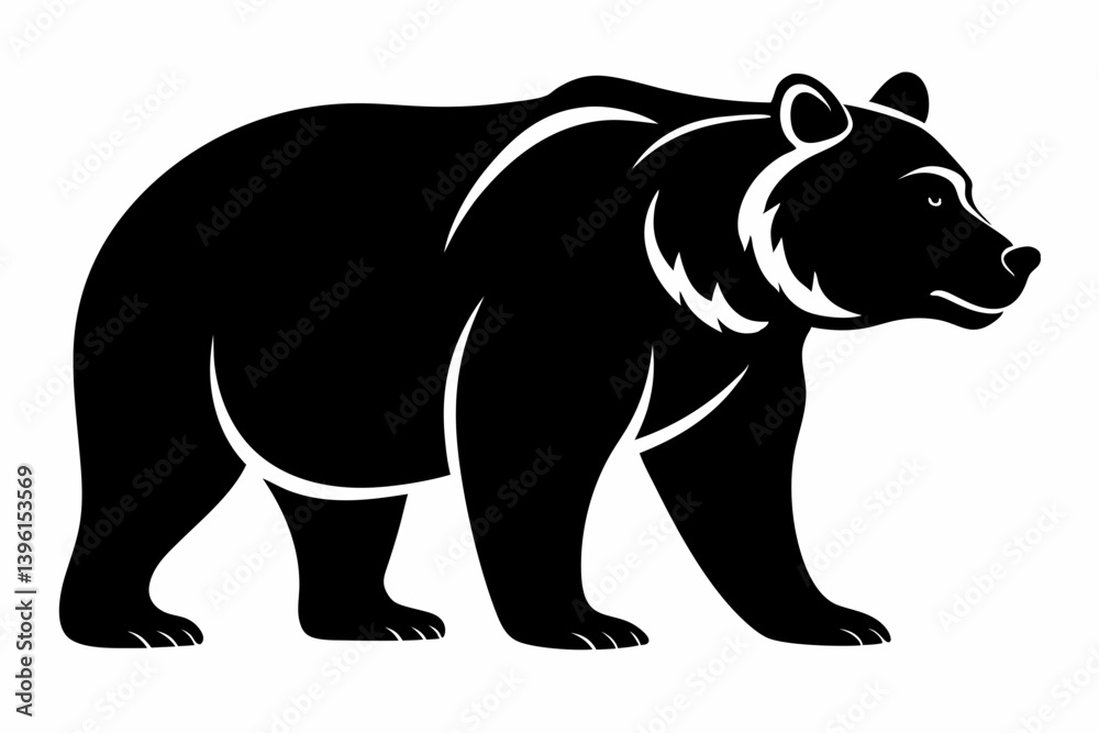 Fototapeta premium grizzly bear silhouette line art vector illustration