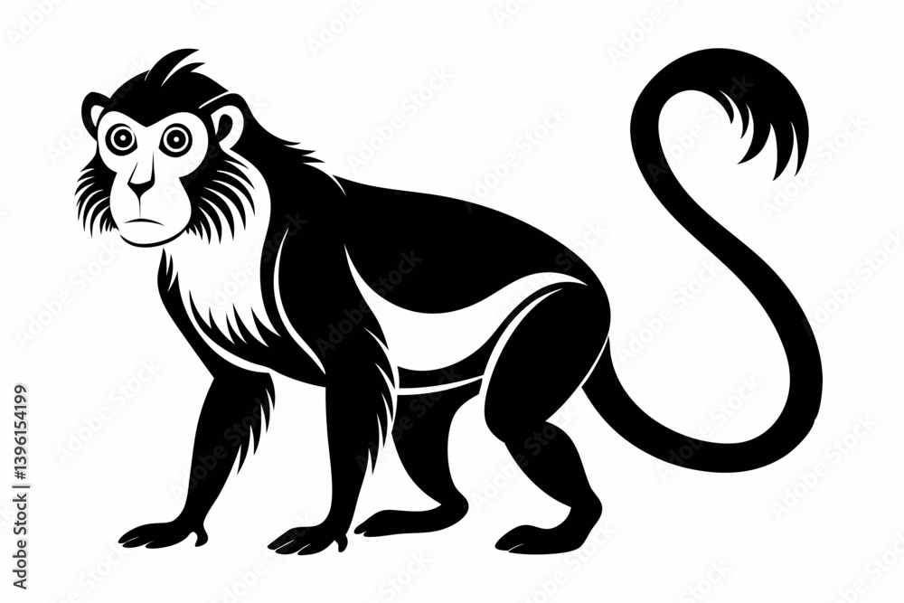 Obraz premium guenon silhouette line art vector illustration