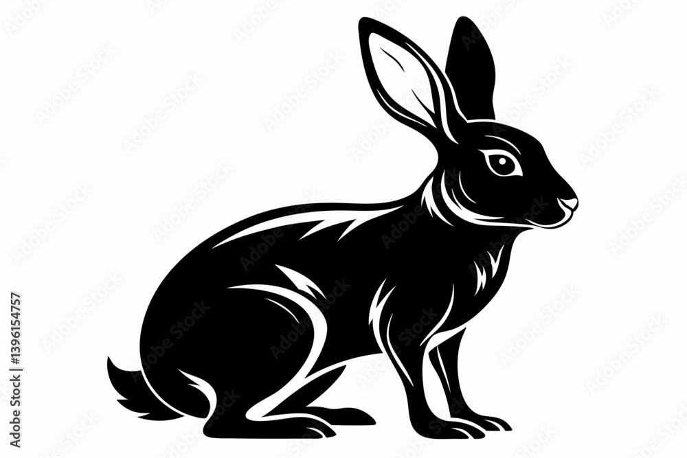 Obraz premium hare silhouette line art vector illustration