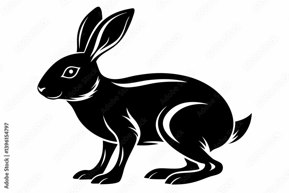 Obraz premium hare silhouette line art vector illustration