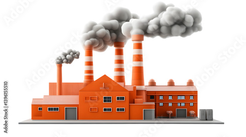 Industrial Factory with Smokestacks Emitting Pollution Environmental Impact Illustration for S