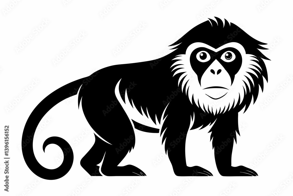 Obraz premium howler monkey silhouette line art vector illustration