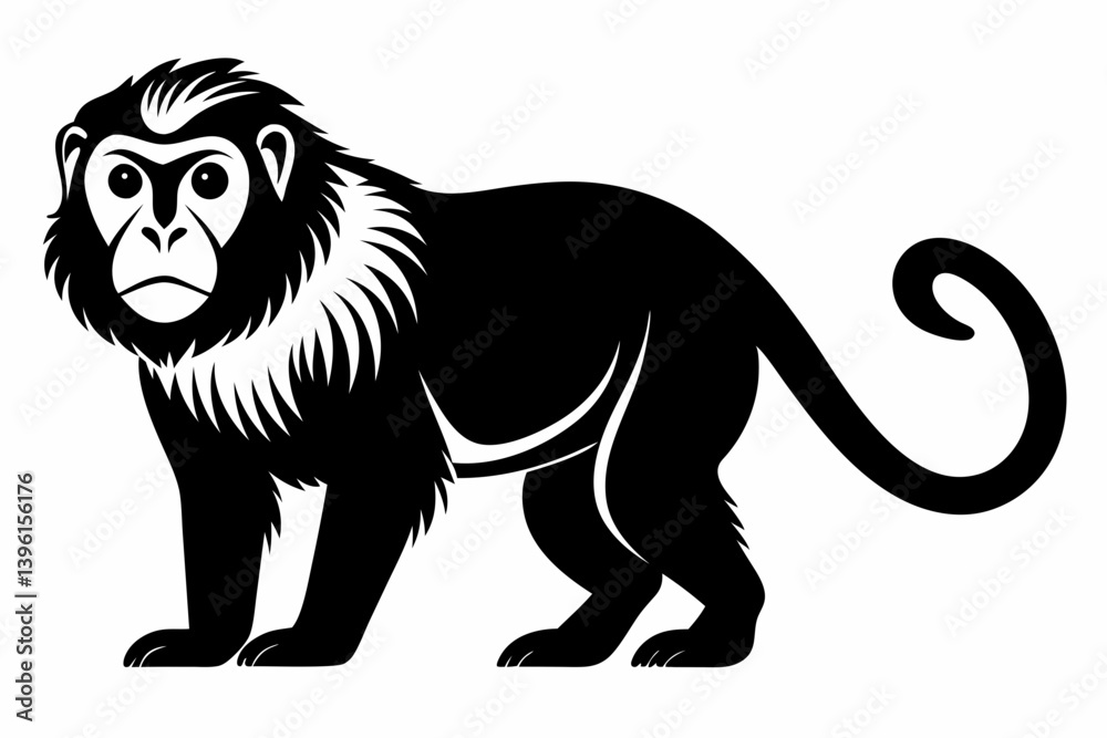 Obraz premium howler monkey silhouette line art vector illustration