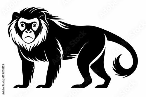 Photography howler monkey silhouette line art vector illustration