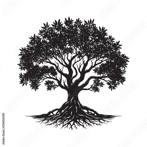 Mangrove Tree Vector Silhouette, Coastal Nature Tree Outline, Unique Root System Clipart for Wall Art, Logos, Stickers, Apparel, Digital Prints, Crafts, Posters, and Home Decor.