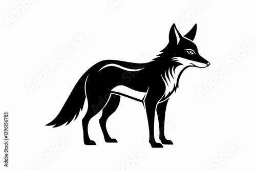 jackal silhouette line art vector illustration