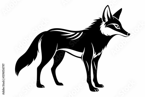 jackal silhouette line art vector illustration