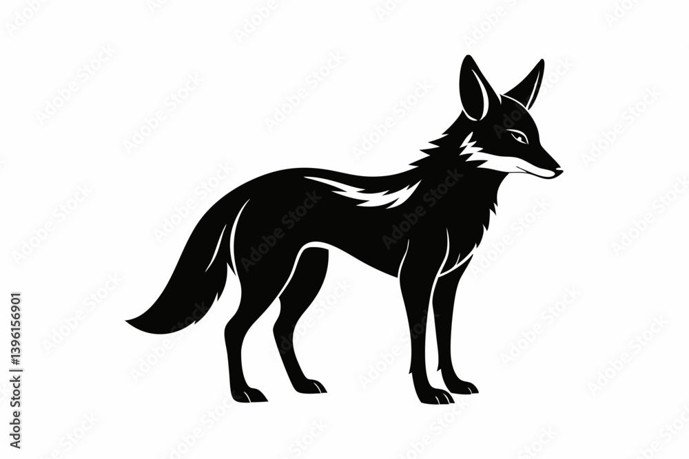 Obraz premium jackal silhouette line art vector illustration