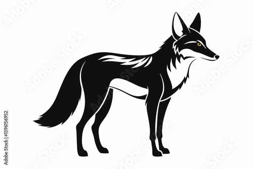 jackal silhouette line art vector illustration