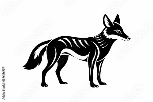 jackal silhouette line art vector illustration