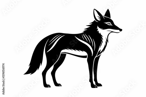 jackal silhouette line art vector illustration