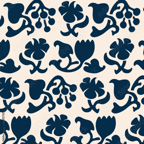 Art Nouveau Floral Victorian Seamless Vector Pattern for Wallpaper, Textile, Upholstery 