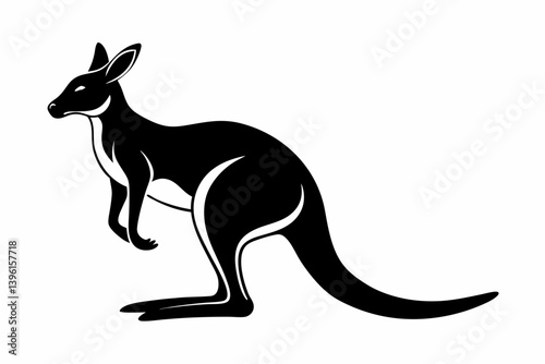 kangaroo silhouette line art vector illustration