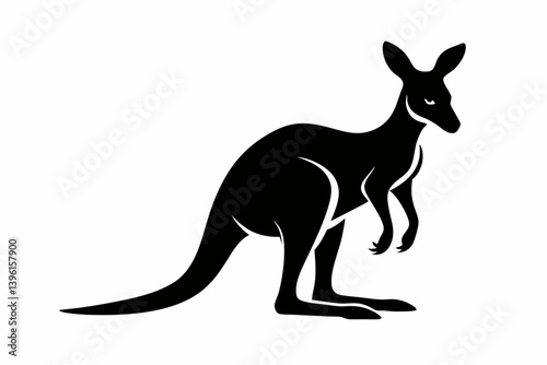 kangaroo silhouette line art vector illustration