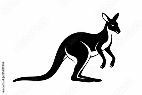kangaroo silhouette line art vector illustration