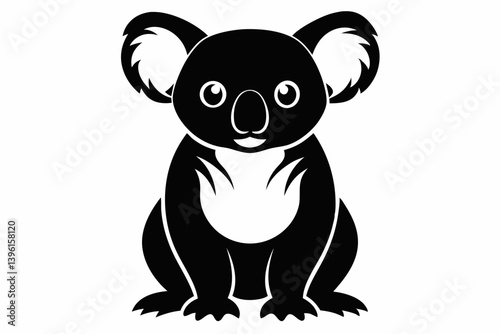 Canvas Print koala silhouette line art vector illustration