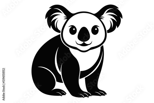 Photography koala silhouette line art vector illustration