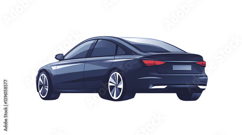 Modern Sedan Car Illustration Sleek Design Rear View Automotive Industry Transportation Ve