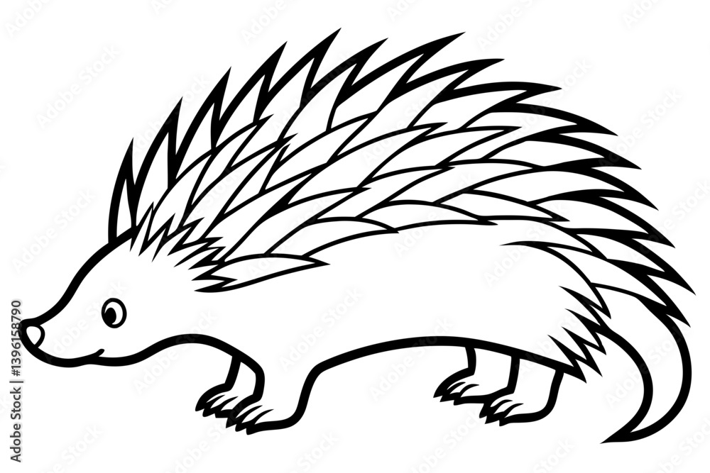porcupine silhouette line art vector illustration