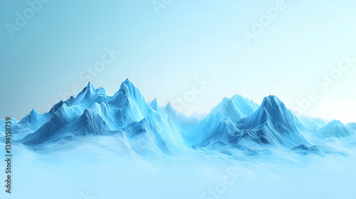 Wallpaper Mural Icy Blue Mountain Peaks With Foggy Atmosphere Torontodigital.ca