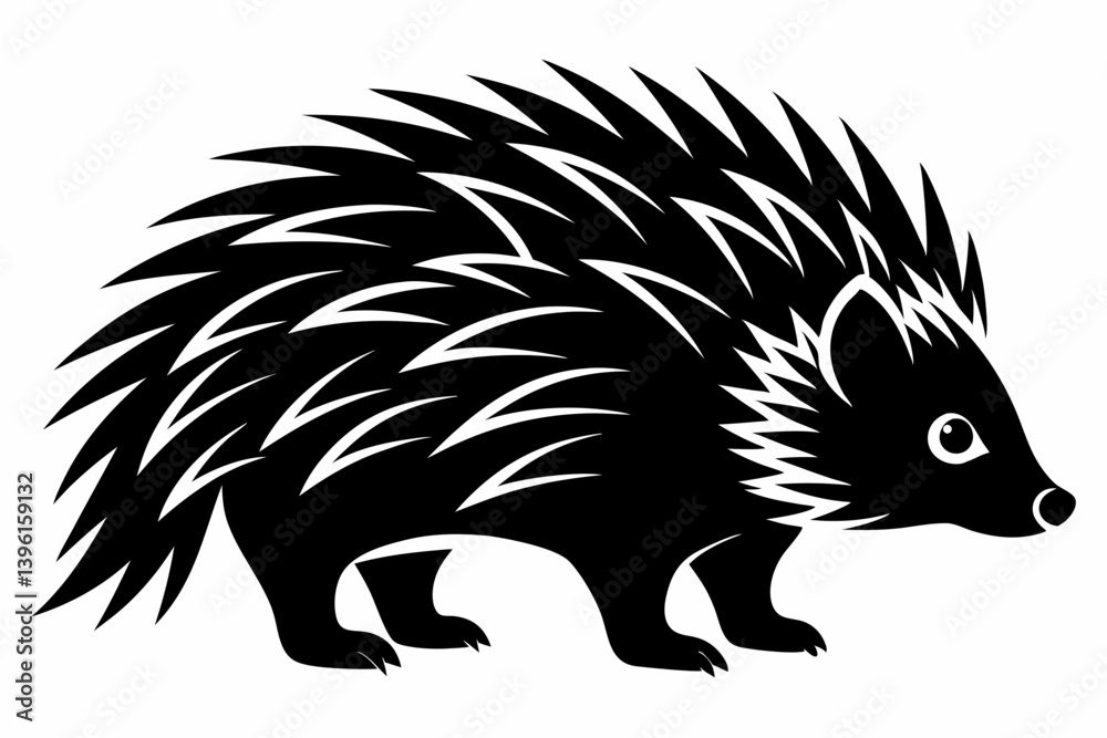 Obraz premium porcupine silhouette line art vector illustration