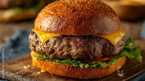 cheeseburger on a wooden background