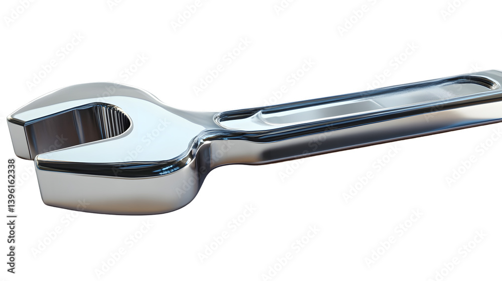 Obraz premium Shiny Metallic Wrench HighDetail Industrial Tool for Repair Maintenance and DIY Projects