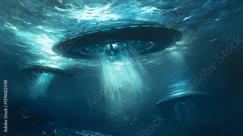 Unseen ufos upending under ultramarine undertow. Mystic Undertow. Illustration