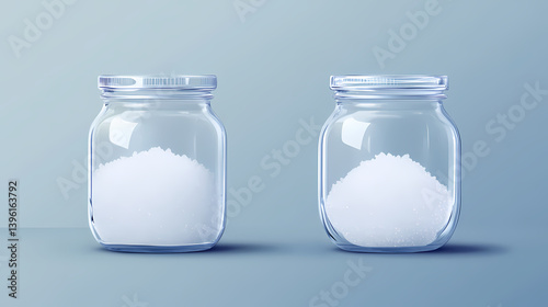 A sugar jar fading into transparency symbolizes the gradual reduction of sugar intake. sharp glass details with high-definition fade effect. Fading Symbols. Illustration