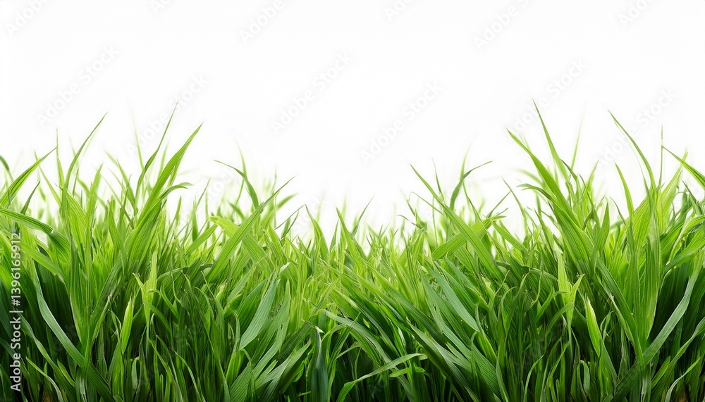 Fototapeta premium Green Grass Border Isolated White Backgriund