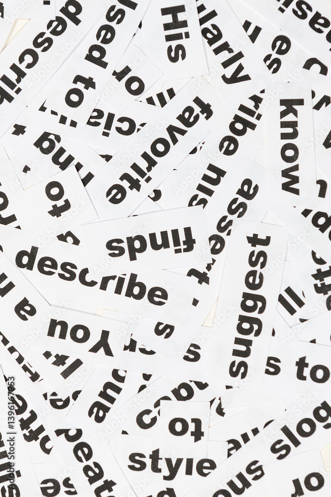 Word salad jumble of words and phrases