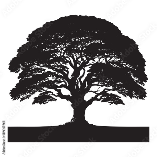 Sycamore Tree Vector Silhouette, Majestic Tree Outline, Nature-Inspired Clipart for Wall Art, Logos, Stickers, Apparel, Digital Prints, Crafts, Posters, and Home Decor.