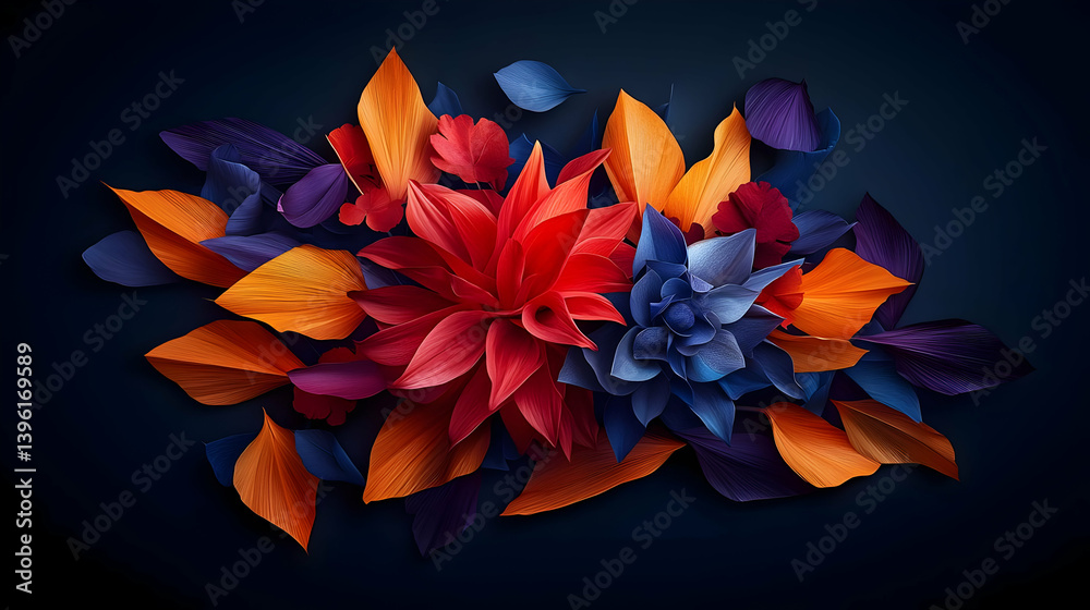 Abstract Autumn Floral Arrangement With Vibrant Colors