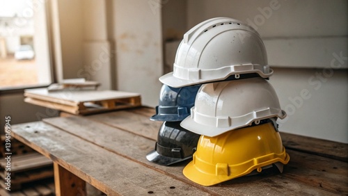 Stacked Construction Helmets – Safety and Labor