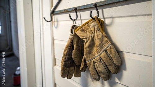 Worker Gloves Hanging on Hook – Sign of Labor