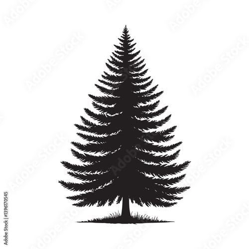 Spruce Tree Vector Silhouette, Elegant Evergreen Tree Outline, Nature-Inspired Clipart for Wall Art, Logos, Stickers, Apparel, Digital Prints, Crafts, Posters, and Home Decor.