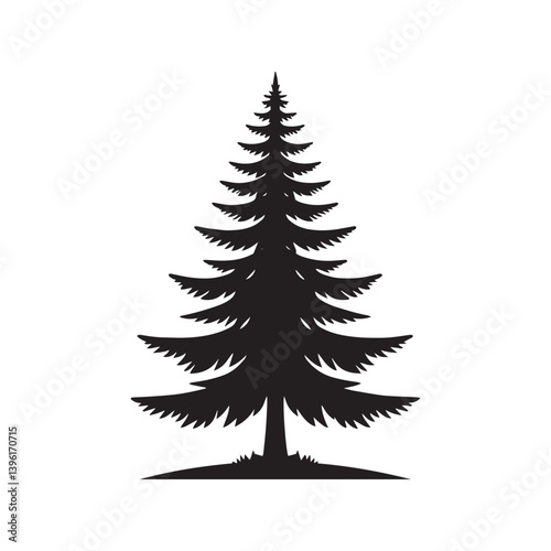 Spruce Tree Vector Silhouette, Elegant Evergreen Tree Outline, Nature-Inspired Clipart for Wall Art, Logos, Stickers, Apparel, Digital Prints, Crafts, Posters, and Home Decor.