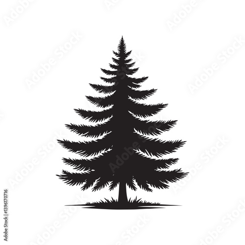 Spruce Tree Vector Silhouette, Elegant Evergreen Tree Outline, Nature-Inspired Clipart for Wall Art, Logos, Stickers, Apparel, Digital Prints, Crafts, Posters, and Home Decor.