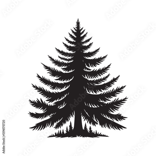 Spruce Tree Vector Silhouette, Elegant Evergreen Tree Outline, Nature-Inspired Clipart for Wall Art, Logos, Stickers, Apparel, Digital Prints, Crafts, Posters, and Home Decor.